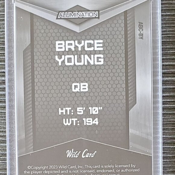 Bryce Young  2023 Wild Card Alumination RC #ABC-BY Carolina Panthers Rookie - Picture 3 of 3
